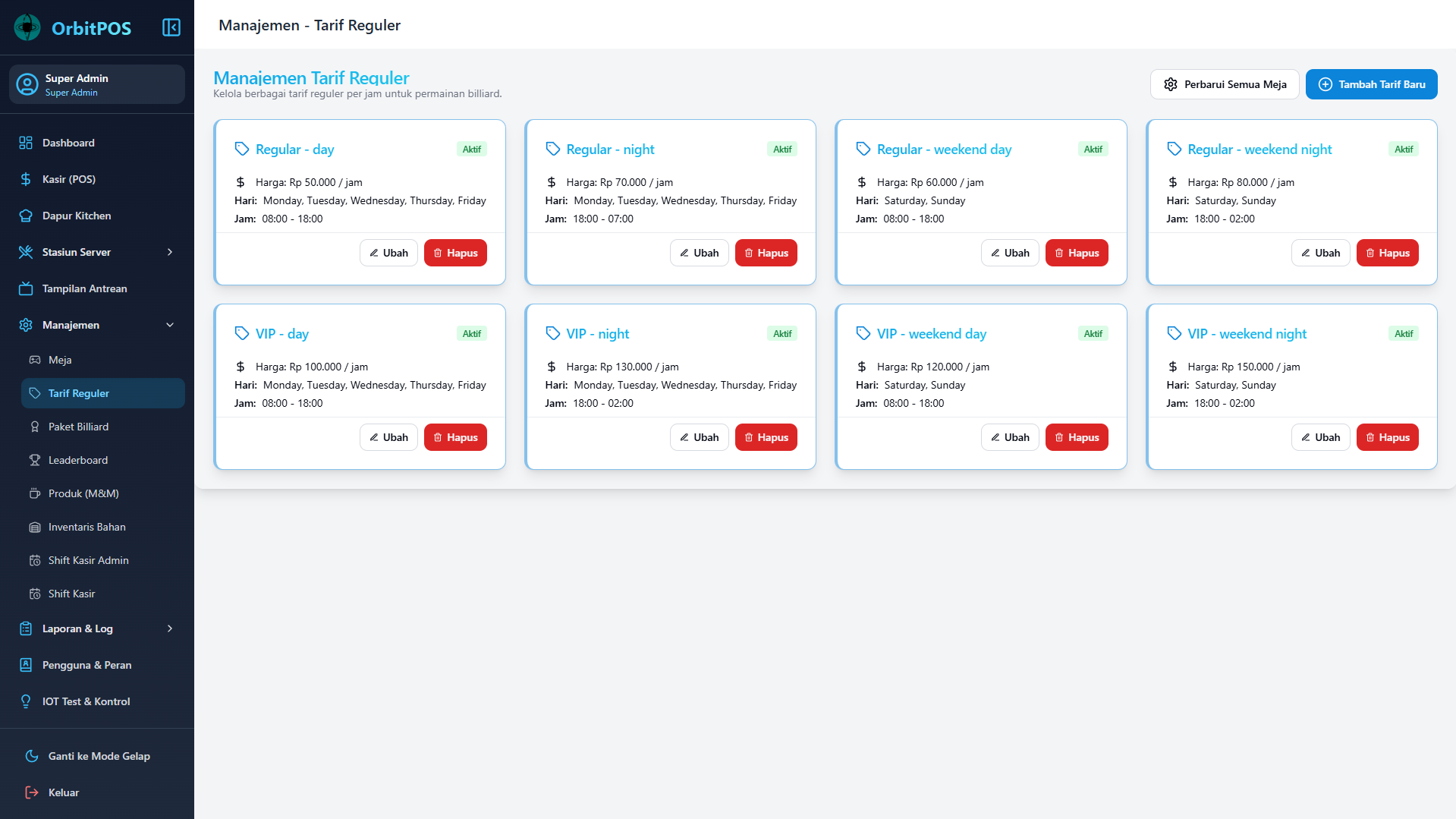Rate Management Interface